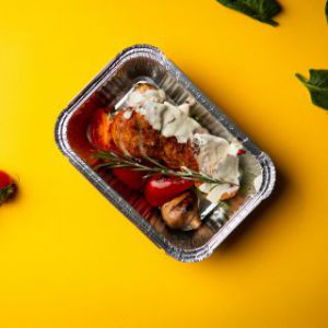 Куряче філе з овочами та соусом Блю Чіз