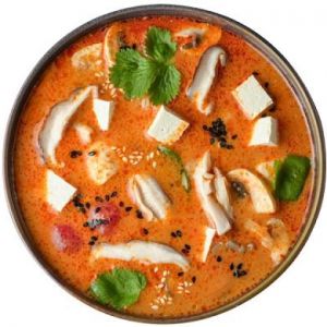 Суп том ям на кокосовому молоці з тофу та грибами шіітаке